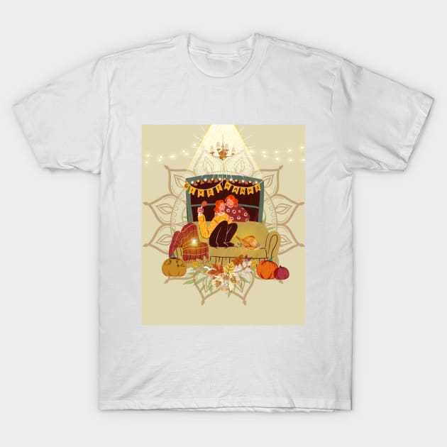 Thanksgiving Dinner with lesbian couple T-Shirt by ariverde